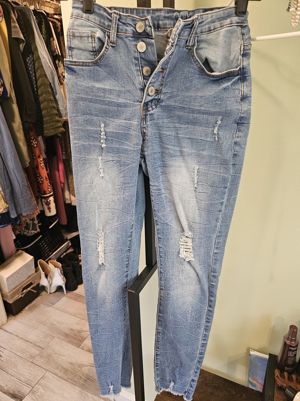 Amazon Light Blue Distressed Skinny Jeans